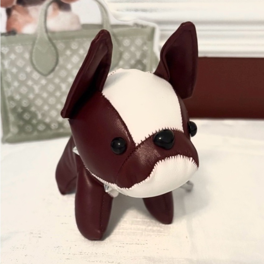 Dark Red and White Dog Keychain / Bag Charm  New